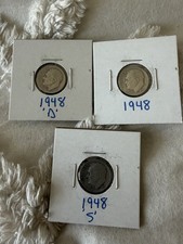 1948-P-D-S Roosevelt silver dime year set of 3 coins
