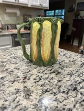 Corn Design Ceramic Pitcher 8” Tall￼