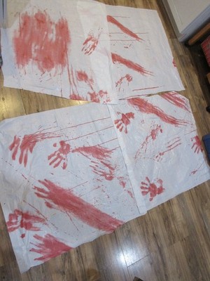 4 plastic sheets Halloween slaughter house, mad scientist lab back drops
