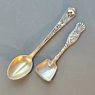 Two STERLING miniature / Salt spoons GORHAM c.1970s + UNKN Maker Shovel shape