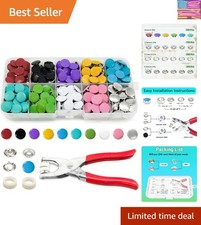 803Pcs Metal Snaps for Fabric, 10 Colors Solid Sewing Snaps with Fastener Pli...