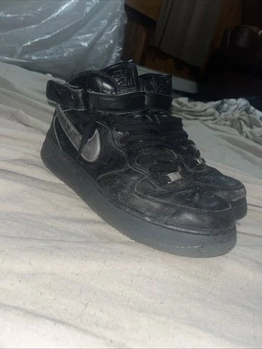 Nike Air Force 1 '07 Mid Triple Black Men's Leather Sneakers CW2289-001