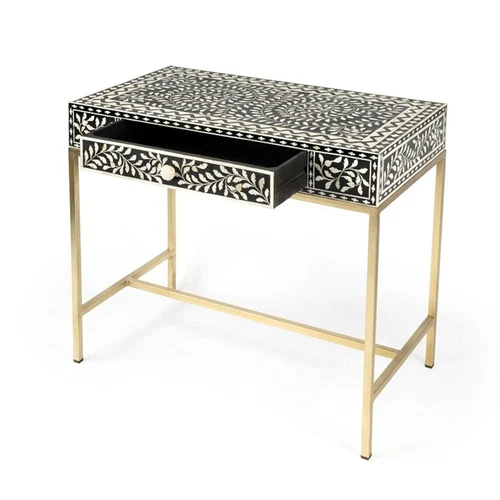 Butler Specialty Perilla Black And White Bone Inlay Writing Desk - Picture 7 of 11