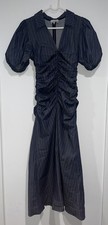 GANNI Womens Collared Dress Size 34 Blue Brown Excellent Condition