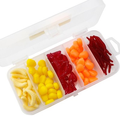 100pcs Soft Worm Bait Fake Corn Lures Portable Soft Maggot Baits Fake Corn Lures
