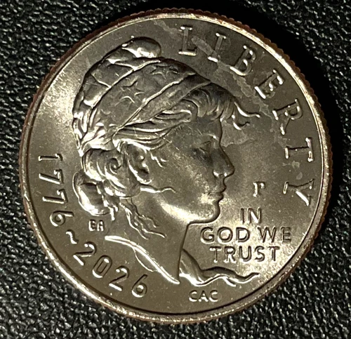 Emerging Liberty Dime 1776-2026 P, with DIE CRACK UNDER BUST ERROR