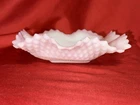 VTG Pink milk glass candy dish with sawtooth edge by Federal Glass Company