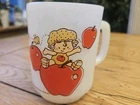 Vtg 80s APPLE DUMPLIN' Milk Glass Mug Strawberry Shortcake American Greetings