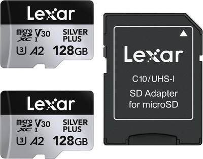 Lexar Silver Plus 128 GB Micro SD Karte 2er Set bis zu 205 MB s V30 UHS-I A2