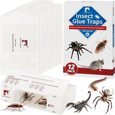 LULUCATCH Glue Traps,12 Pack Mouse Traps Indoor for Home, Pre-baited White 