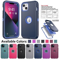 Case For iPhone 13 Heavy Duty Dual-Layer Rugged Shockproof Protective Phone Cove