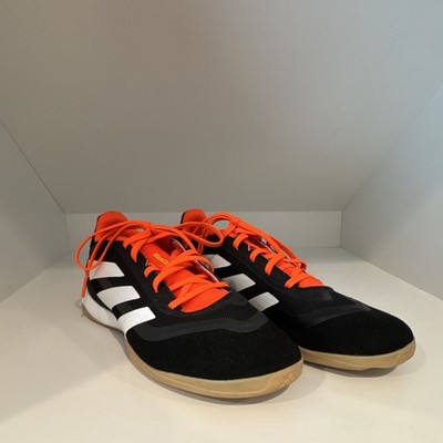 adidas Predator Men's Indoor Soccer Shoes Black White Orange Gum Rubber Sole