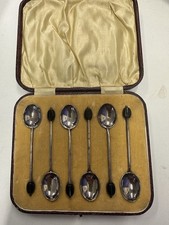 6 Art Deco EPNS Coffee Bean Spoons