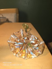 Art Glass Handblown Murano Style Multicolor Speckled Flower Curled Stem 