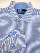 Polo Ralph Lauren Shirt Mens 17-34/35 Curham Classic Fit Blue White Stripes