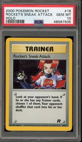Pokemon Rocket's Sneak Attack Team Rocket Unlimited Holo Rare #16 PSA 10