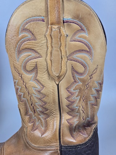 SIZE 9 2E WIDE Lucchese Smooth Ostritch Tan Cowboy Boots - Picture 14 of 15