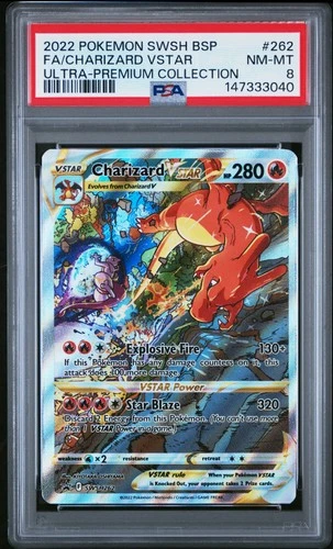 2022 POKEMON SWSH BLACK STAR PROMO #262 FULL ART/CHARIZARD VSTAR PSA 8