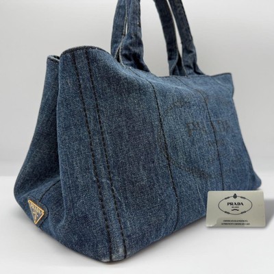 Denim PRADA CANAPA Tote Bag Auth - Dimensions: 22 cm , 35 cm , 22