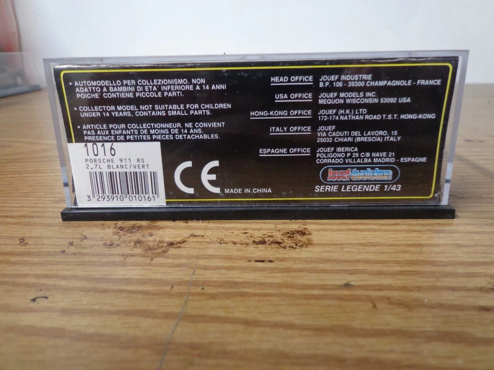 Jouef Evolution 1/43 Porsche 911 RS in White w/Green Carrera Stripe. New in Case - Image 3 of 4