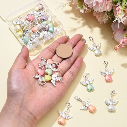 Purse Charm for Handbag Backpack Accessories Angel Pearls Beads Pendant Keychain - Zdjęcie 7 z 8