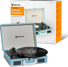 Giradischi  VPL-120BLUE Design Valigia. Altoparlanti Integrati, Uscita Phono, Co