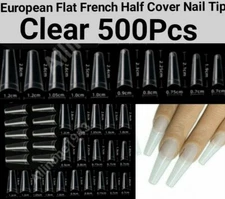 Half Cover Flat French Artificial Fake False Nail Tips 100/500/1000 Pcs - Jargod
