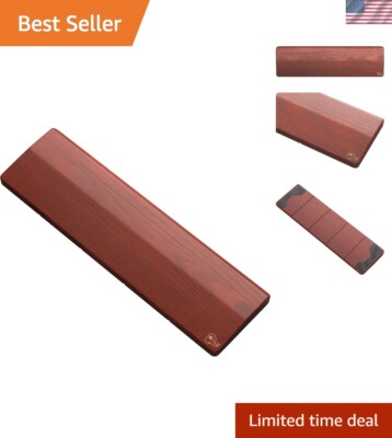 Durable Wooden Ergonomic Palm Rest for Gaming Keyboards - 14x4 in, Non-slip Base