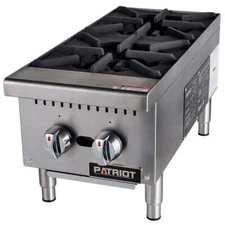 Patriot PT-HP12-M 50,000 BTU Commercial 2-Burner Gas Countertop Range Hot Plate