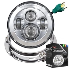 Eagle Lights 7" Chrome LED Headlight & Adapter Ring for 1990-2013 Harley Touring