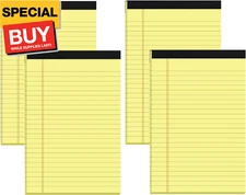 Small Note Pads 5x8 Yellow – 4 Pack, 80gsm Premium Thick Paper, 30 Sheets/ 60 Pa
