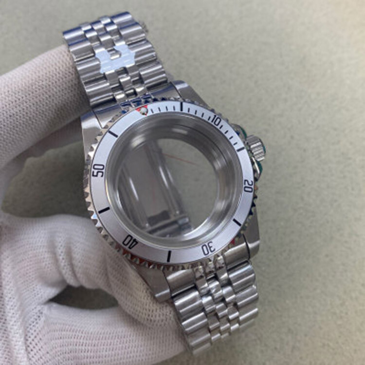 39.5MM Steel Watch Case Vintage Flat Glass Case Strap for NH35 NH36 Movement