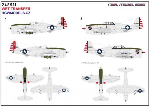 HGW 248911 1/48 Decal for P-47D Razorback in the Pacific Wet transfer - Picture 3 of 8