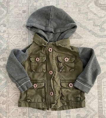 Peek Little Peanut Olive Green Hooded Jacket Size 6-12mo