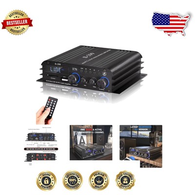 Compact 4.1CH Hi-Fi Bluetooth Power Amplifier with Remote Control & Sub Output