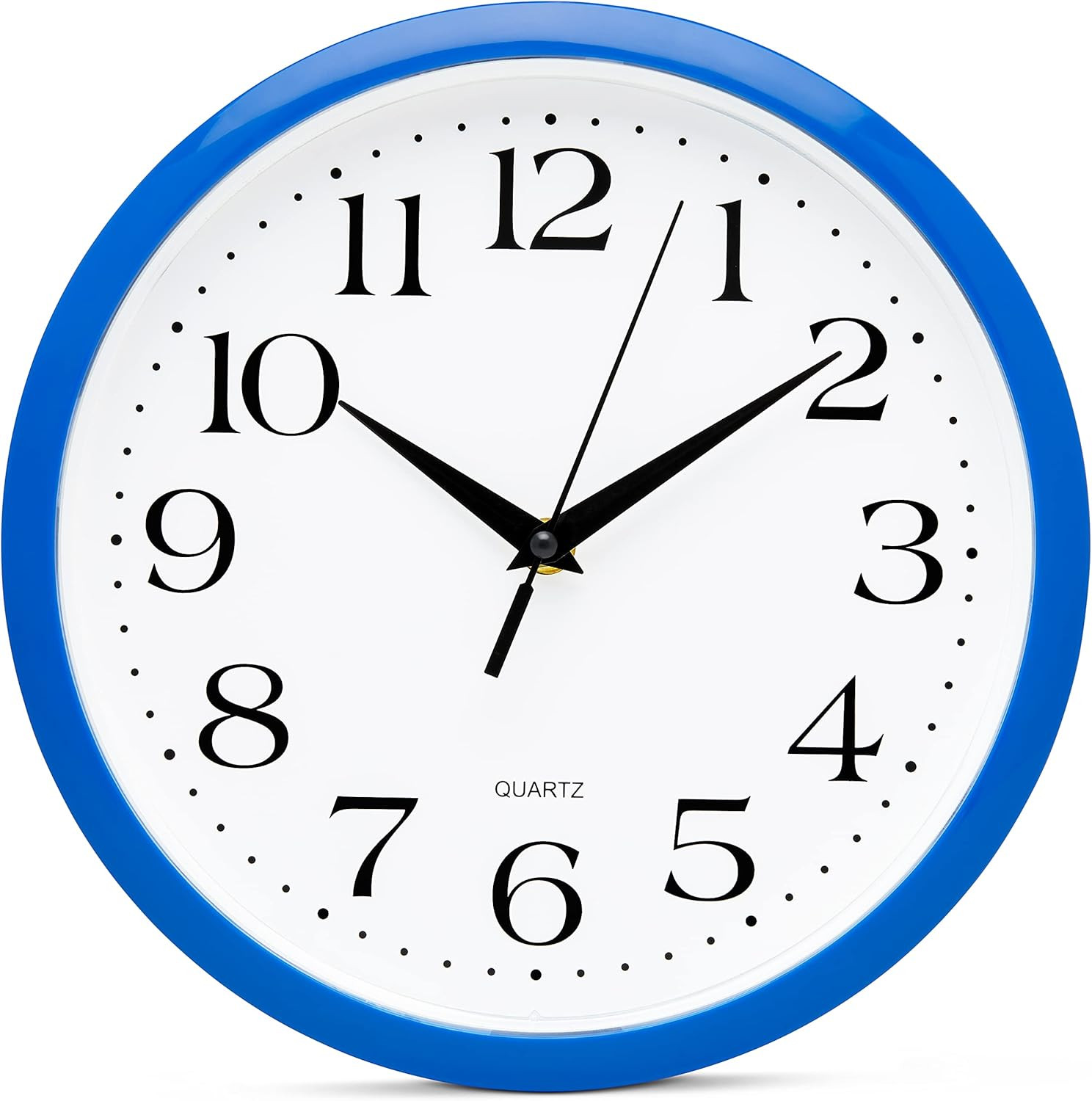 10 Inch Blue Quartz Analog Wall Clock - Silent Easy to Read Quality Construction