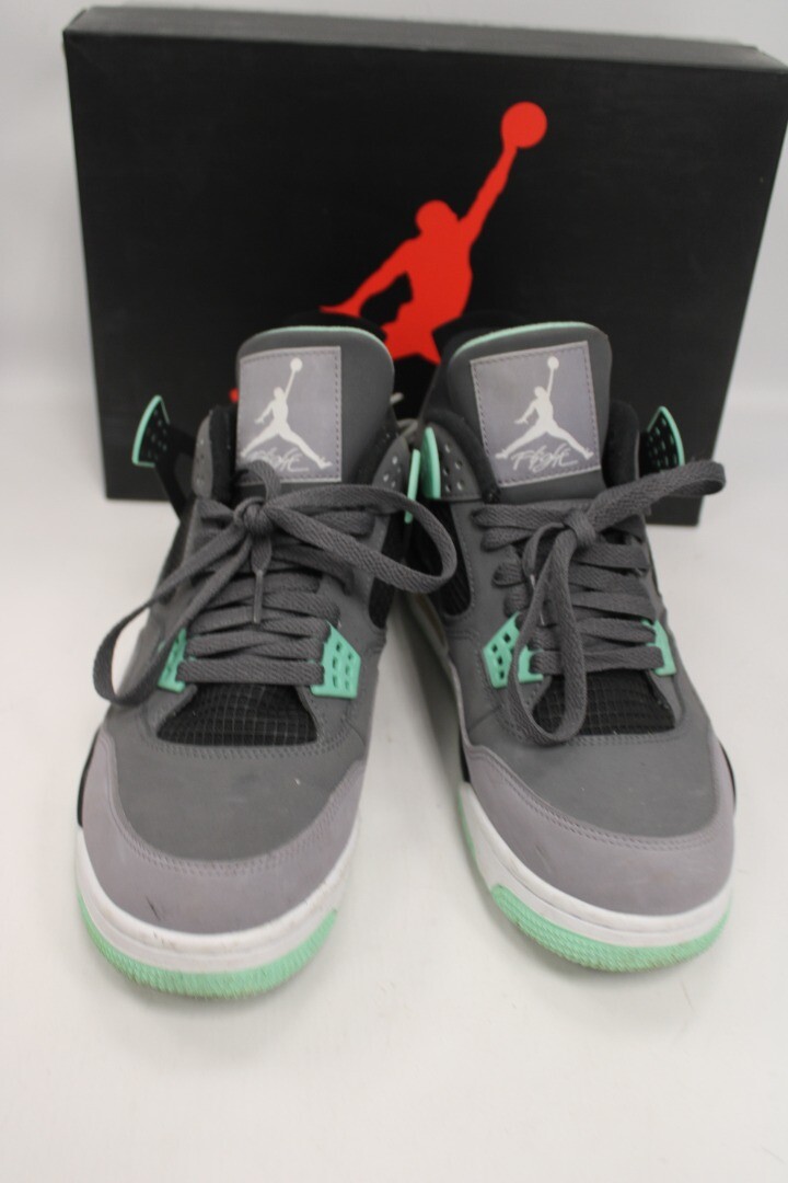 NIKE Air Jordan 4 IV Retro Green Glow 2013 Mint Grey Basketball Boots