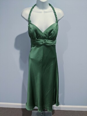 David's Bridal Green Bias Cut Halter Dress Size 8 F42396 | eBay