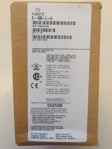 RAYCHEM NVENT PN E-100-L-A END SEAL KIT ELECTRIC TRACED 100-277VAC TYPE 4X RATED