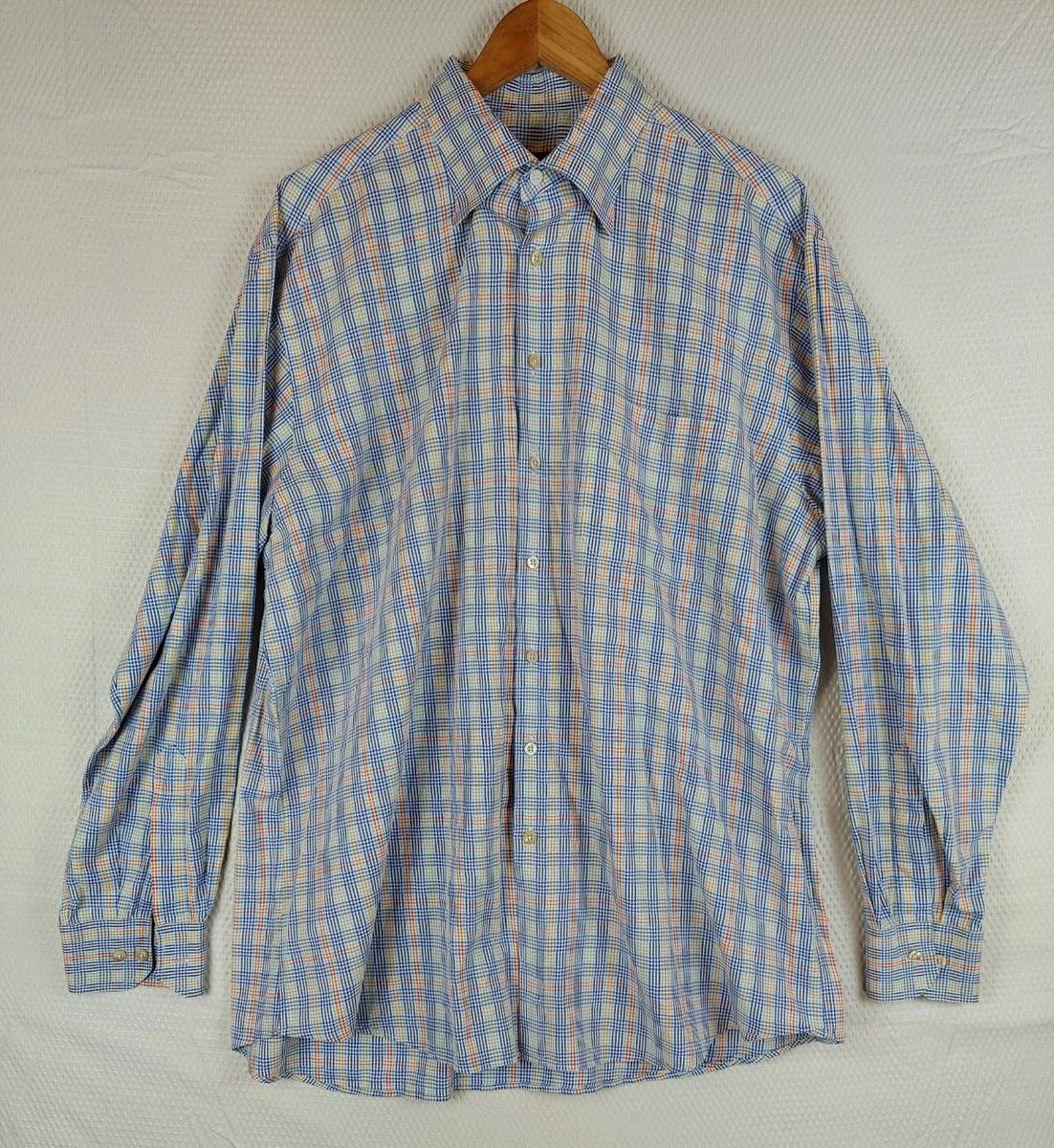 Chemise Scott Barber Noir Et Blanc Rayée à Carreaux - Taille L, Manches Longues, 100% Coton - État Très Bon
