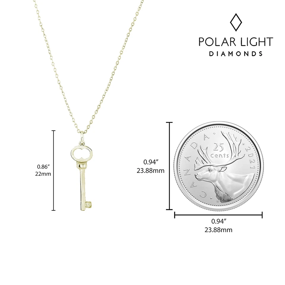 "Colgante con llave acentuada de diamantes de oro amarillo de 10K (color H-I, claridad SI2-I1) - 18""" Foto 3 de 4