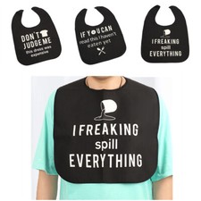 Adult Funny Bib Disabled Feeding Bibs Reusable Senior Eating Apron Gift