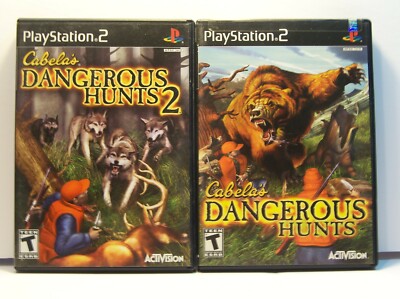 PLAYSTATION 2 CABELAS 2005,2003 DANGEROUS HUNTS SET OF TWO DIFFERENT ONES