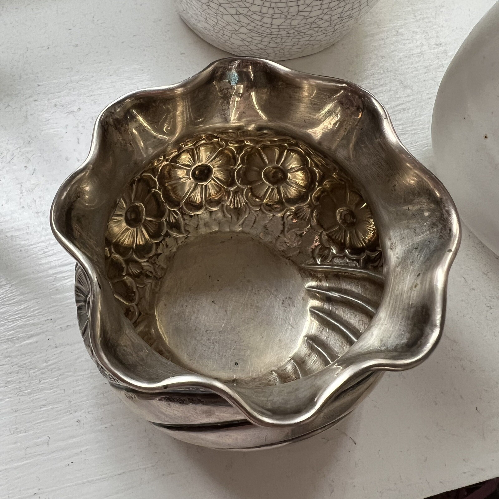 Silver Bowl Flowers Floral Pattern 900 .900 Vintage Antique Rare 3