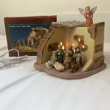 Lincolnshire 9 Pc Nativity Scene Night Light Complete 8x6” Vintage 90s W Box