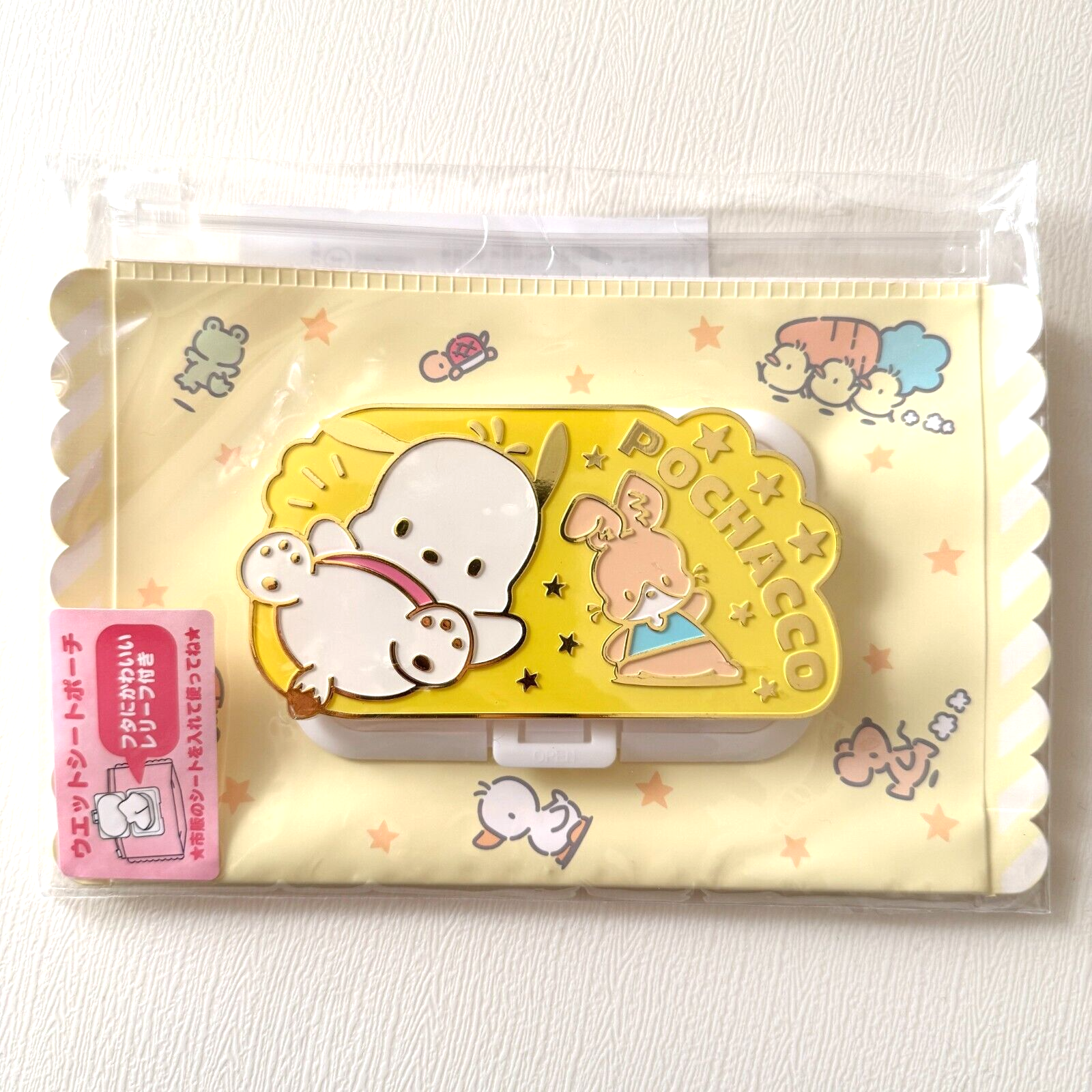 Sanrio Pochacco Pouch with lid for wet tissue , cleansing cloths from Japan