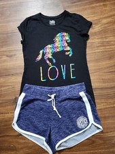 JUSTICE GIRLS UNICORN OUTFIT MULTI COLORED 10/12 OUTFIT