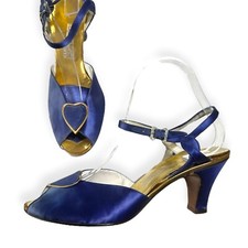 Vintage Saks Fifth Avenue Blue Satin Ankle Strap Pumps