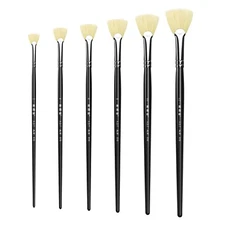 XDT#616-1 Fan Art Brush Set 6Pc #2#4#6#8#10#12 Hog Acrylic Oil Watercolor