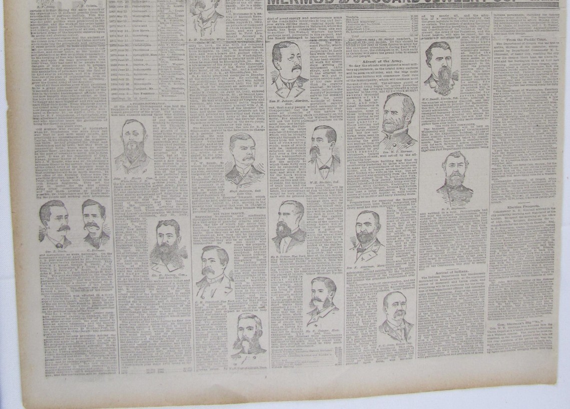 Vintage 1887 GAR GRAND ARMY Civil War Veterans Reunion Newspaper